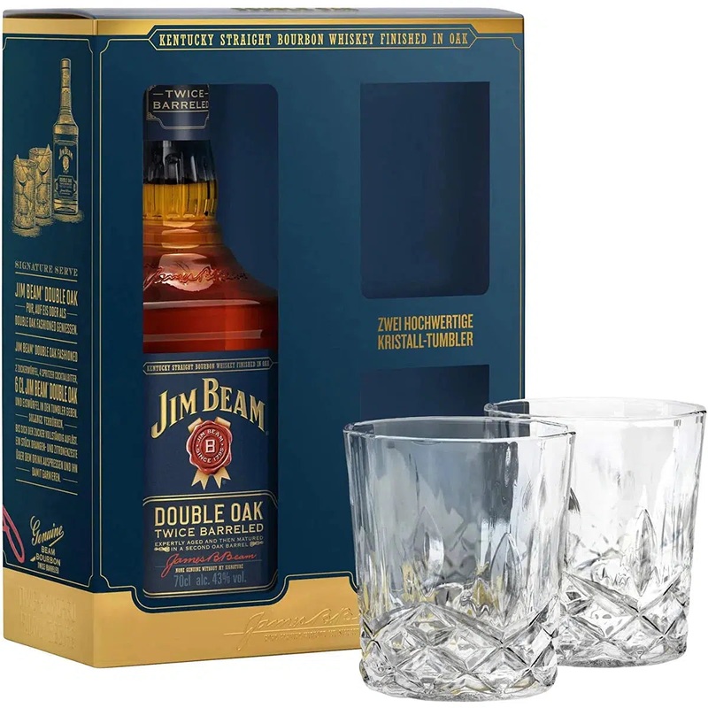 Jim Beam Double Oak Gift Pack 700ml
