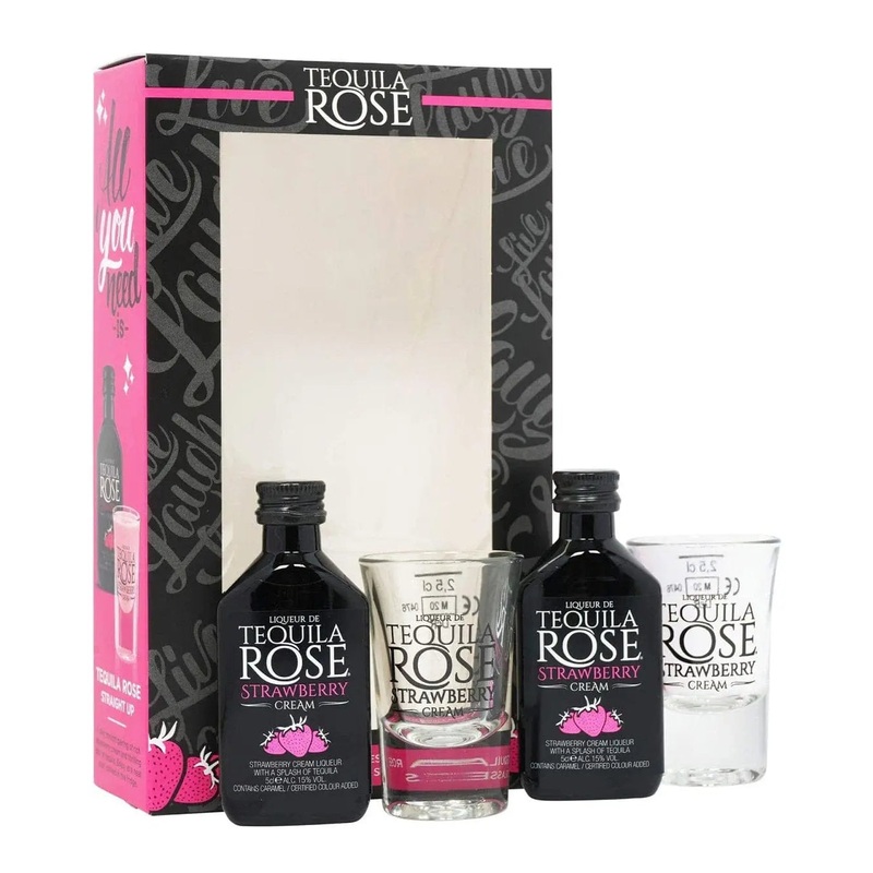 Tequila Rose Strawberry Cream Liqueur with Shot Glass, 2 x 5 cl