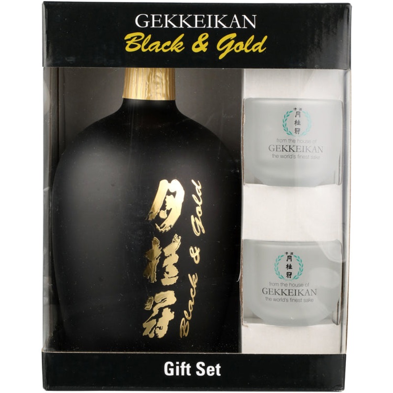 GEKKEIKAN SAKE BLACK & GOLD W/2CUP