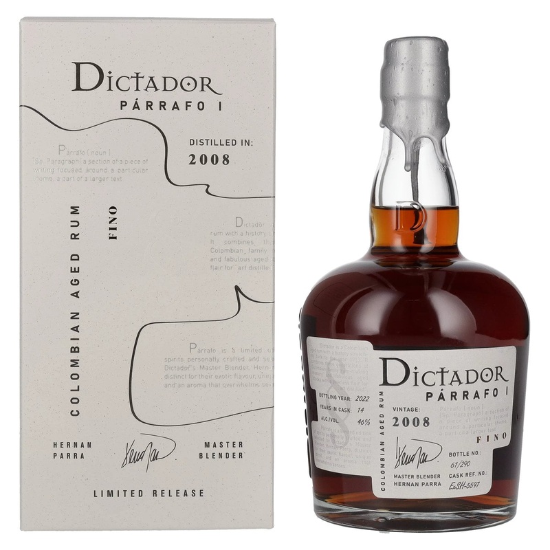 Dictador PARRAFO I 14 Years Old FINO Vintage 2008 46% Vol. 0,7l in Giftbox
