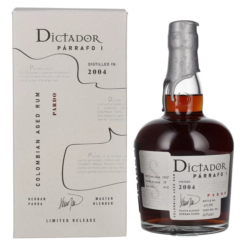 Dictador PARRAFO I 18 Years Old PARDO Vintage 2004 41% Vol. 0,7l in Giftbox