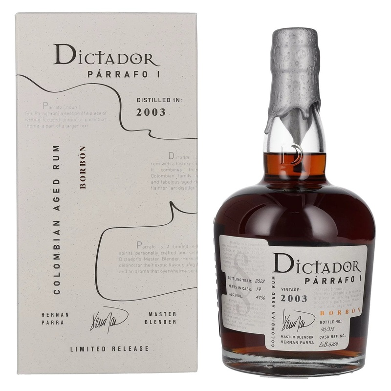 Dictador PARRAFO I 19 Years Old BORBON Vintage 2003 41% Vol. 0,7l in Giftbox