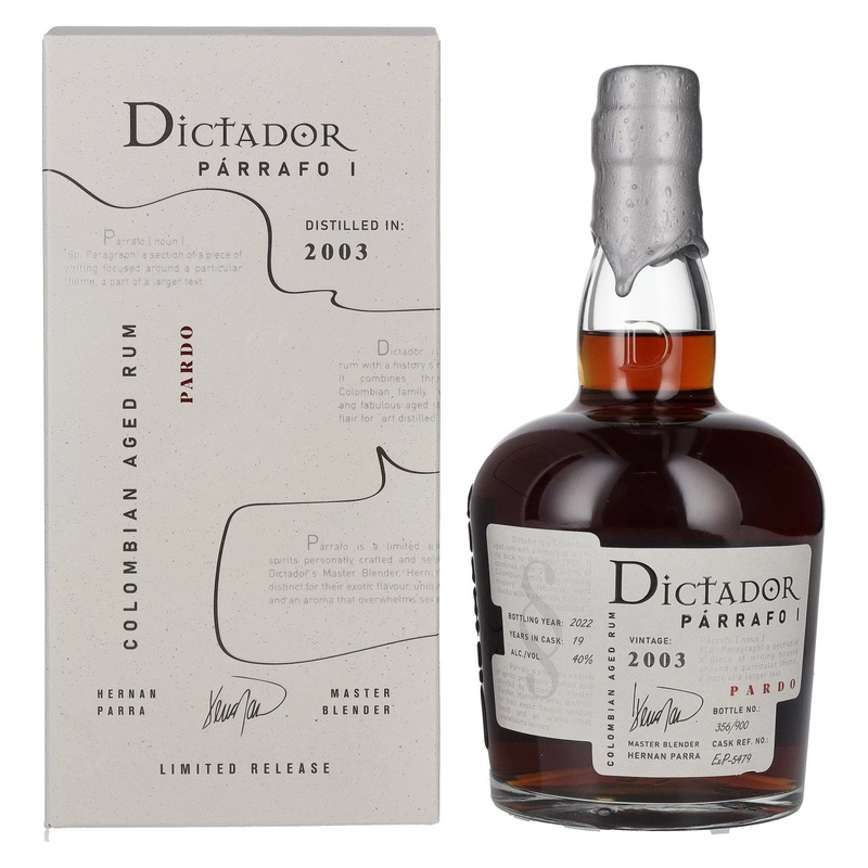 Dictador PARRAFO I 19 Years Old PARDO Vintage 2003 40% Vol. 0,7l in Giftbox