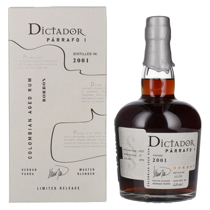 Dictador PARRAFO I 21 Years Old BORBON Vintage 2001 44% Vol. 0,7l in Giftbox