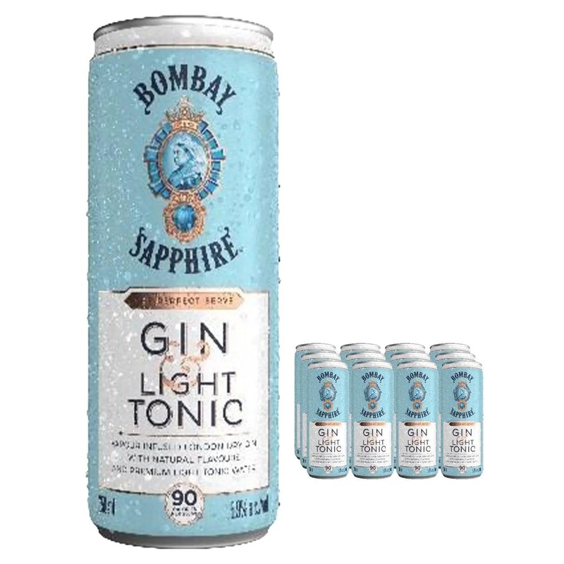 Bombay Sapphire Gin & Light Tonic Premixed Cocktail Can Multipack, 12 x 250 ml