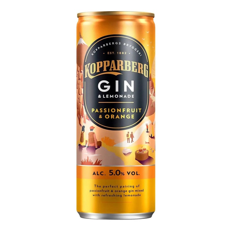 Kopparberg Passionfruit & Orange Gin and Lemonade Premixed Can, 250 ml