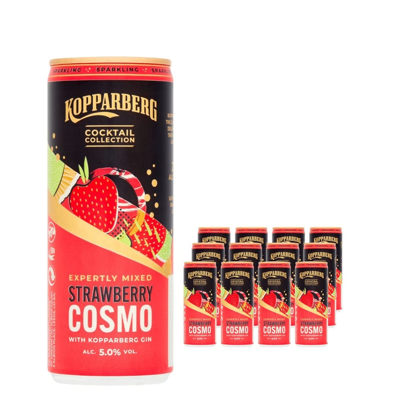 Kopparberg Sparkling Strawberry & Lime Cosmo Gin Premixed Cocktail Multipack, 12 x 250 ml