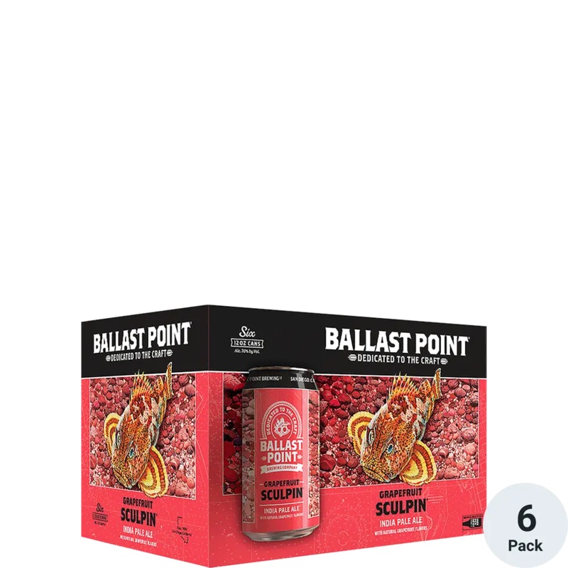 Ballast Point Grapefruit Sculpin India Pale Ale 12oz 6 Pack Can