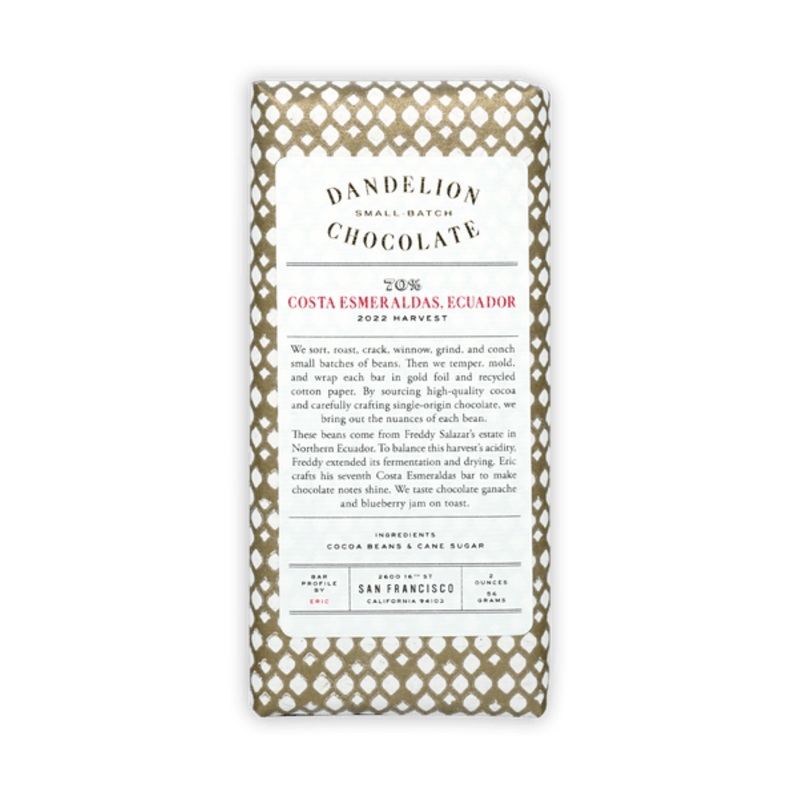 DANDELION CHOCOLATE Costa Esmeraldas 70% Ecuador Chocolate Bar